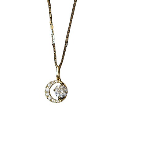 Crescent pendant 925 sterling silver plated 14K gold necklace zirconium diamond mini moon sun pendant pendant clavicle chain