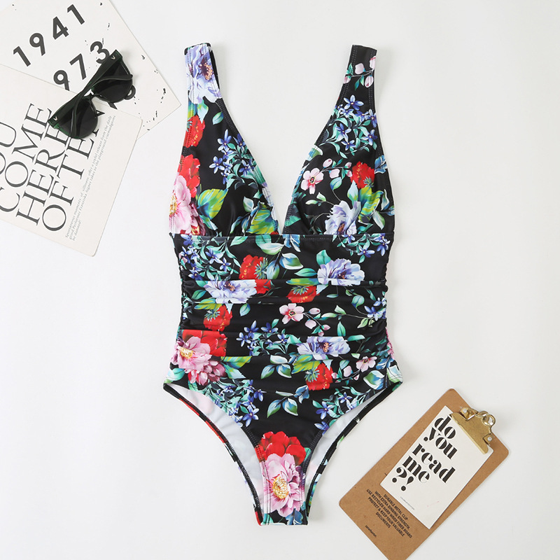 Polyester Fabric Type Ladies One Piece Printed Swimsuit Sexy Swimsuit