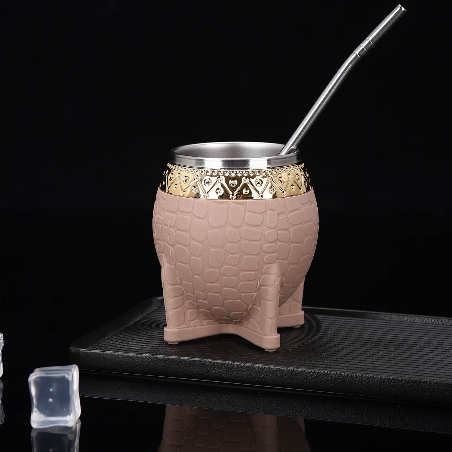 Copa Amazon 304 de acero inoxidable Madai con paja, textura de caparazón de tortuga, taza de cáscara de huevo, taza de aislamiento argentino creativo