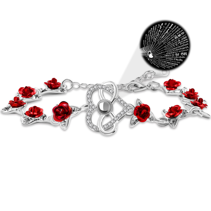 Vintage roses 100 languages I love you projection flower bracelet in stock wholesale