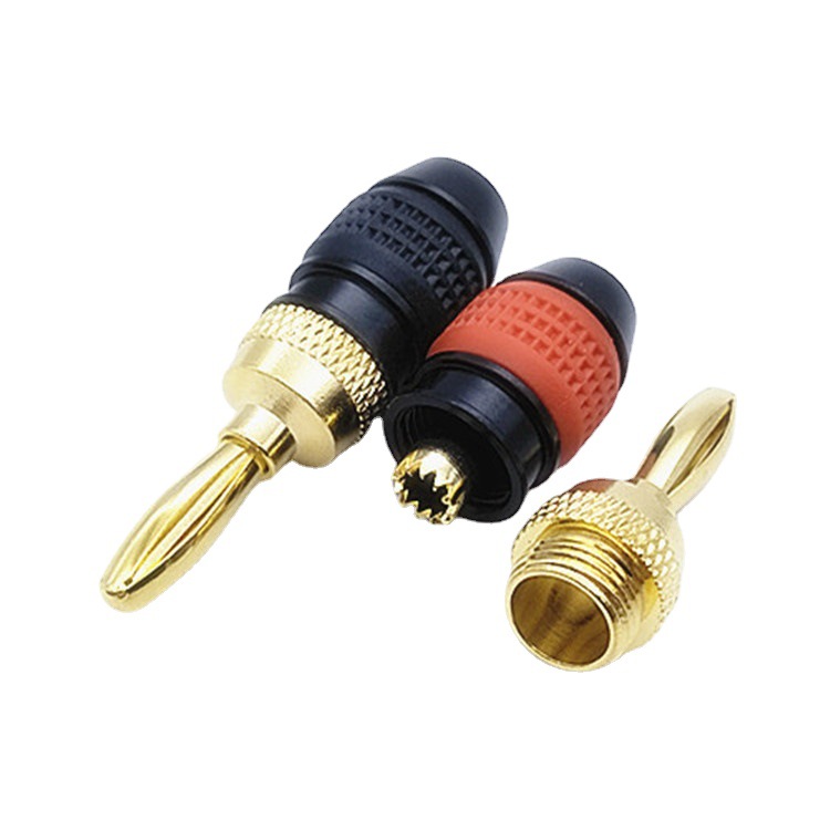 厂家直供新款 铜镀金 免焊 音响音箱接线柱 十字香蕉插头 音频头