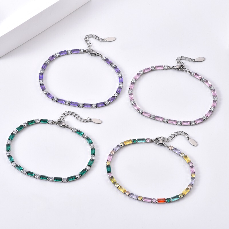 Cross-Border European and American Stainless Steel Zircon Bracelets, Niche Luxury Jewelry, Versatile High-End Titanium Steel Bracelets for Women Wholesale Cross-Border European and American Stainless Steel Zircon Bracelets, Niche Luxury Jewelry, Versatile High-End Titanium Steel Bracelets for Women Wholesale