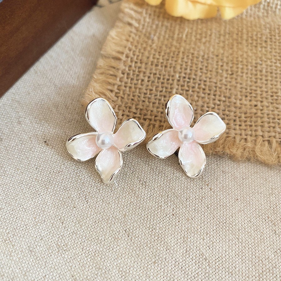 Aguja de plata Corea del Sur diamante Opal flor pendientes diseño fresco Rosa pendientes moda pendientes dulces al por mayor