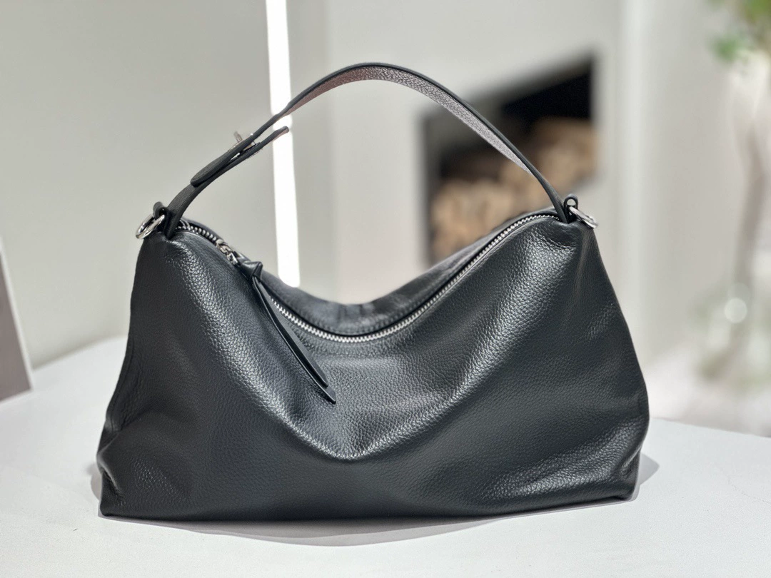 Matte leather shoulder bag, genuine leather
