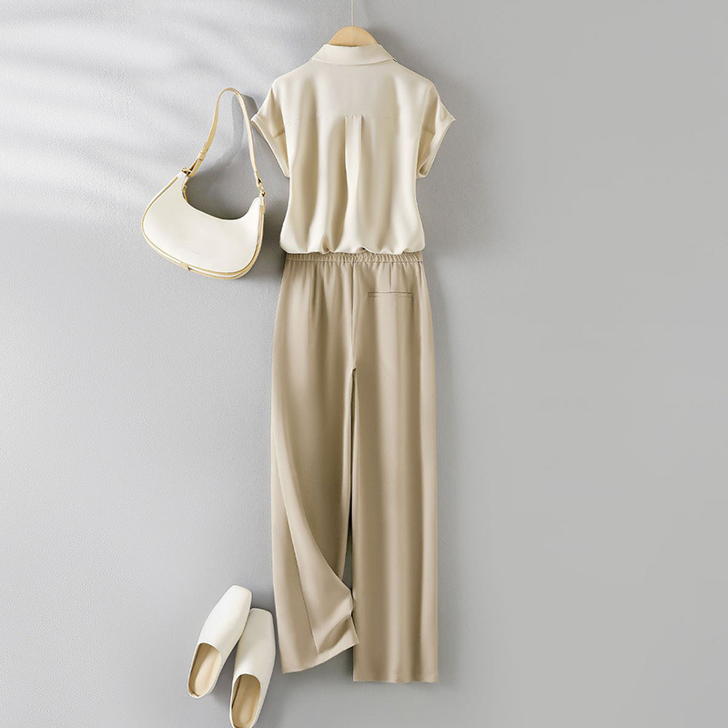 Women's Minimalist Office Wear Set - Elegant Summer Professional Shirt And Trousers Two-Piece Outfit_ecoleips.com