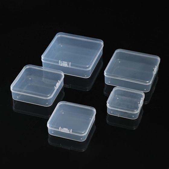 Square PP Plastic Box Square Translucent Packaging Box Small Material Box with Lid Parts Jewelry Storage Box