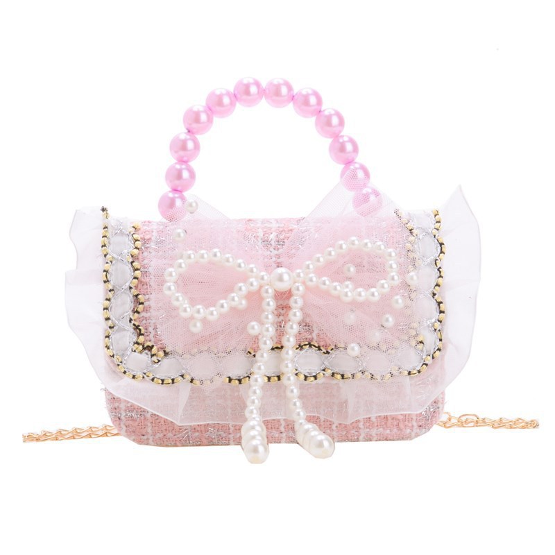 Niña tween pequeña bolsa de hombro arco encantadora princesa mochila de perlas de aire extranjero para niños bolsos lotes