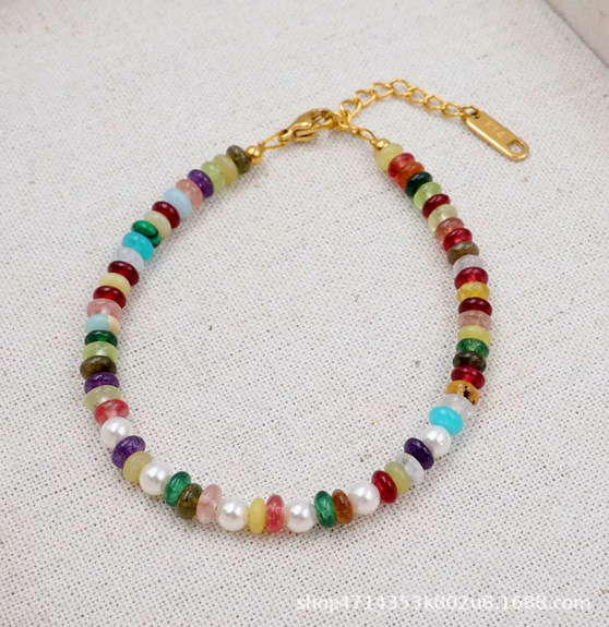S145 - Pulsera de perlas con esmalte agrietado #SZ1490