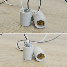 批发20个E27铜芯螺口耐高温带线灯座E14陶瓷灯头E40灯具配件