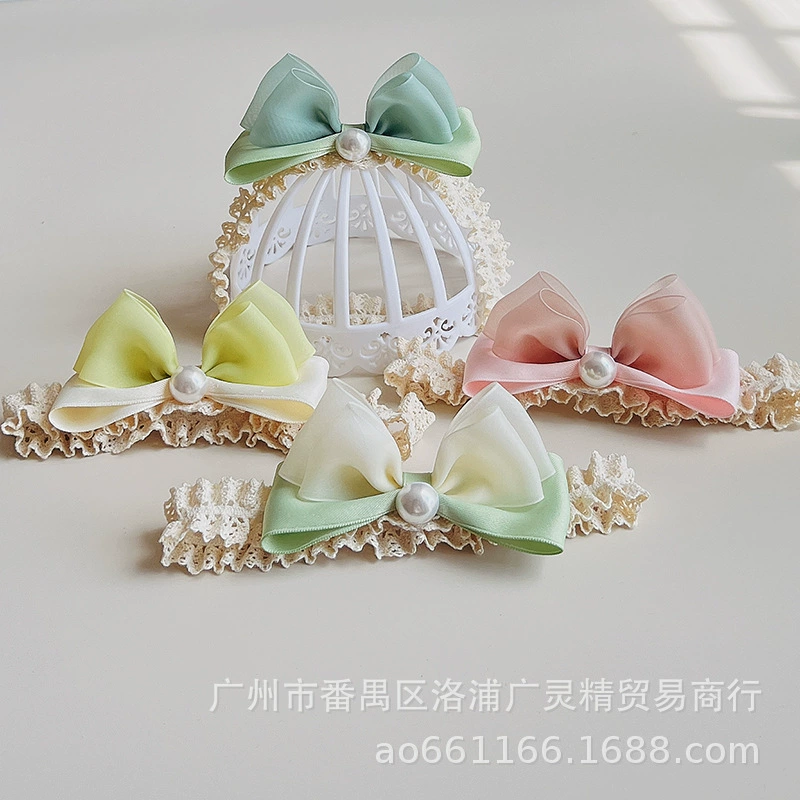 Детская повязка для волос трехмерная двойная пряжа бант Летний Тонкий головной убор для девочки уход за дверью не тугая голова детский головной убор цветок