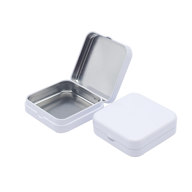 En stock pequeño caramelo de menta caja de hierro embalaje de almacenamiento de joyería caja ciega medicina portátil partículas de metal de impresión en color cuadrado image 7