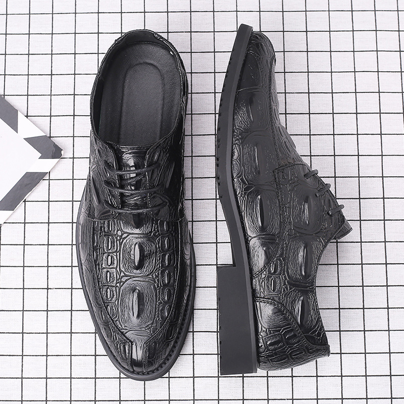 Heren nette schoenen van krokodillenleer met veters voor kantoor_voghion.com