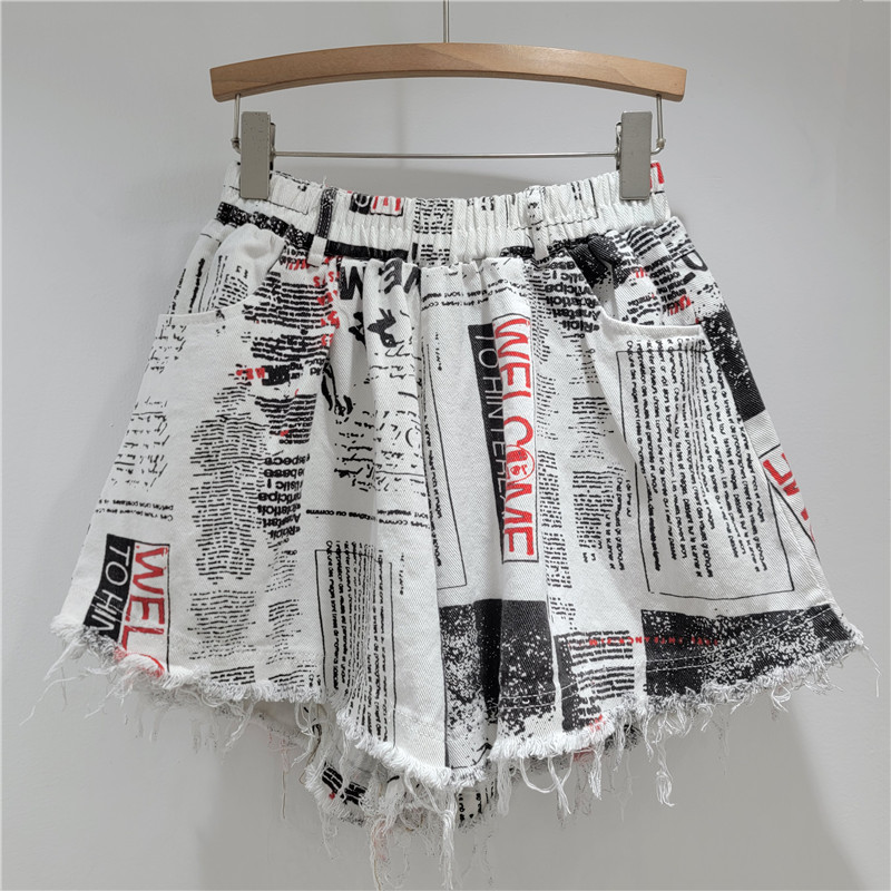 Pantalón Corto de Pierna Ancha Impreso para Mujer con Cintura Elástica