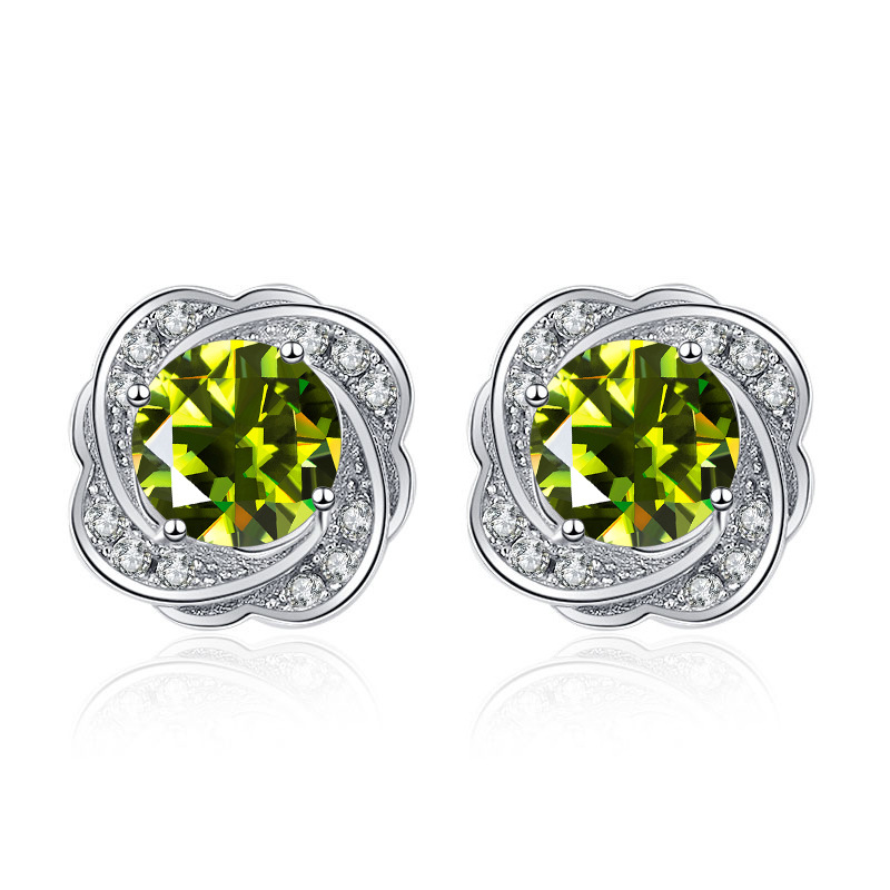 Perforación de diamante de alto nivel de camélia pernos de orejas temperamento de dama flores retro pendientes de plata transfronterizos joyas de estudiantes al por mayor