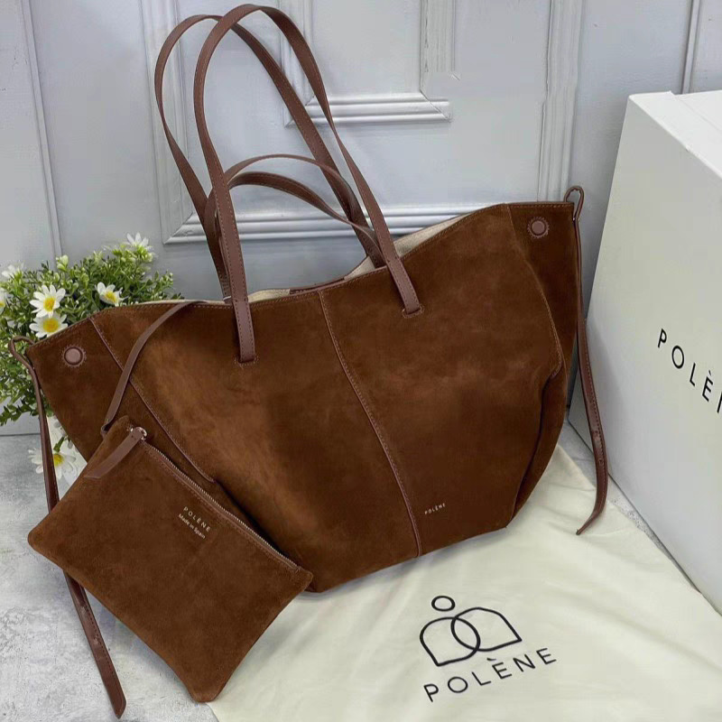 Suede Polene Suede Genuine Leather Tote Bag Shoulder Handbag Magnetic Bag Large Shopping Bag Wing Bag Women
