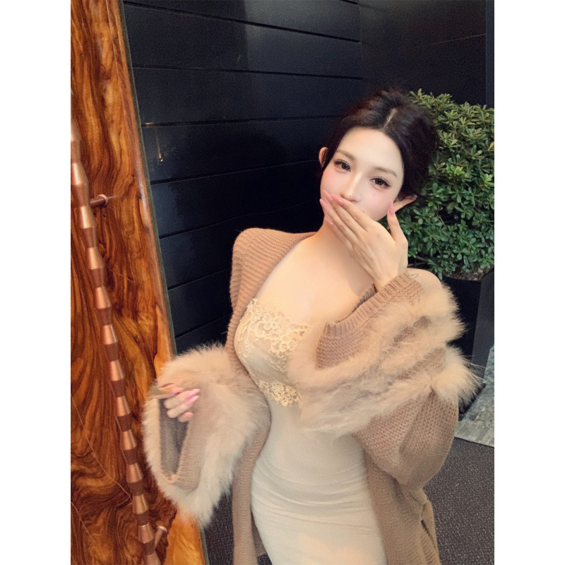 XINKD 早秋小众法式气质休闲宽松垂感针织开衫外套女纯欲复古上衣|undefined