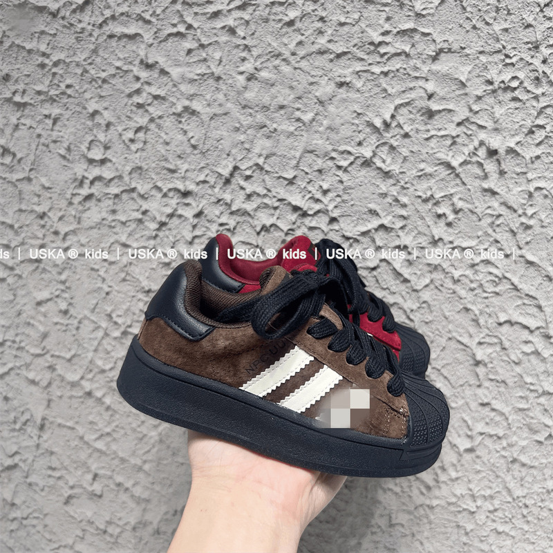 Boys' Shoes 2026 Autumn New Shell-Toe Sneakers Genuine Leather Sports Shoes for Older Children Korean Style Girls' Casual Shoes