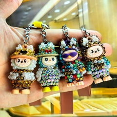 labubu3D立体拉布布钥匙扣学生书包挂件玩偶公仔周边卡通创意摆件