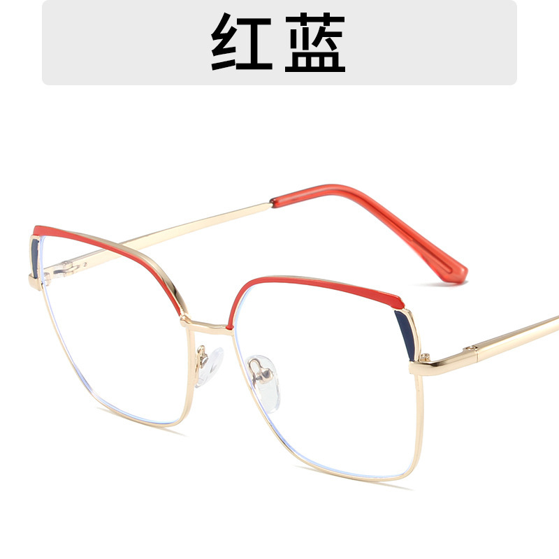 Gran marco cuadrado espejo llano metal anti-Luz Azul 2023 nueva cara llana europea y americana se puede equipar con gafas de miopía marco color a juego moda