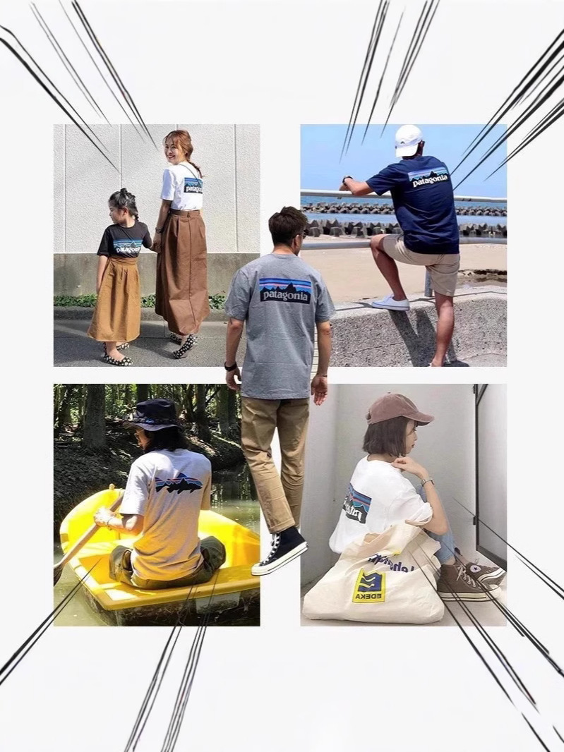 天井パタ アウトドア 半袖 Tシャツ 男女兼用 クラシック P-6 マウンテンプリント 万能 240g カップルスタイル