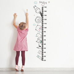 BR57190 ins風卡通動物身高貼 簡約兒童房牆貼自粘 廠家批發