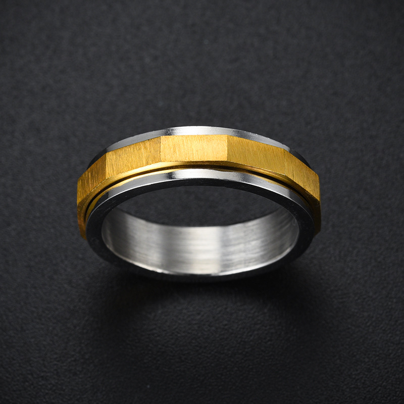 Geometric Pattern Retro Classic Style Geometric Titanium Steel Plating Unisex Rings Men Band Rings