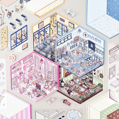 芯の見知らぬ人の解凍のミニチュアのシーンのシールの立体の小屋の収納のタイルの造景のdiyの手帳の携帯電話のケースの装飾は貼ります