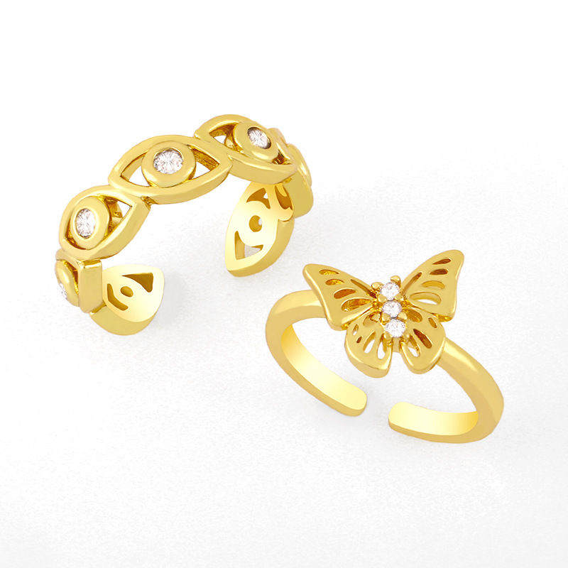 Simple Diamond Eye Butterfly Ring display picture 1
