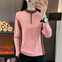 24DR628户外速干衣女长袖跑步运动上衣立领登山宽松春夏秋速干t恤