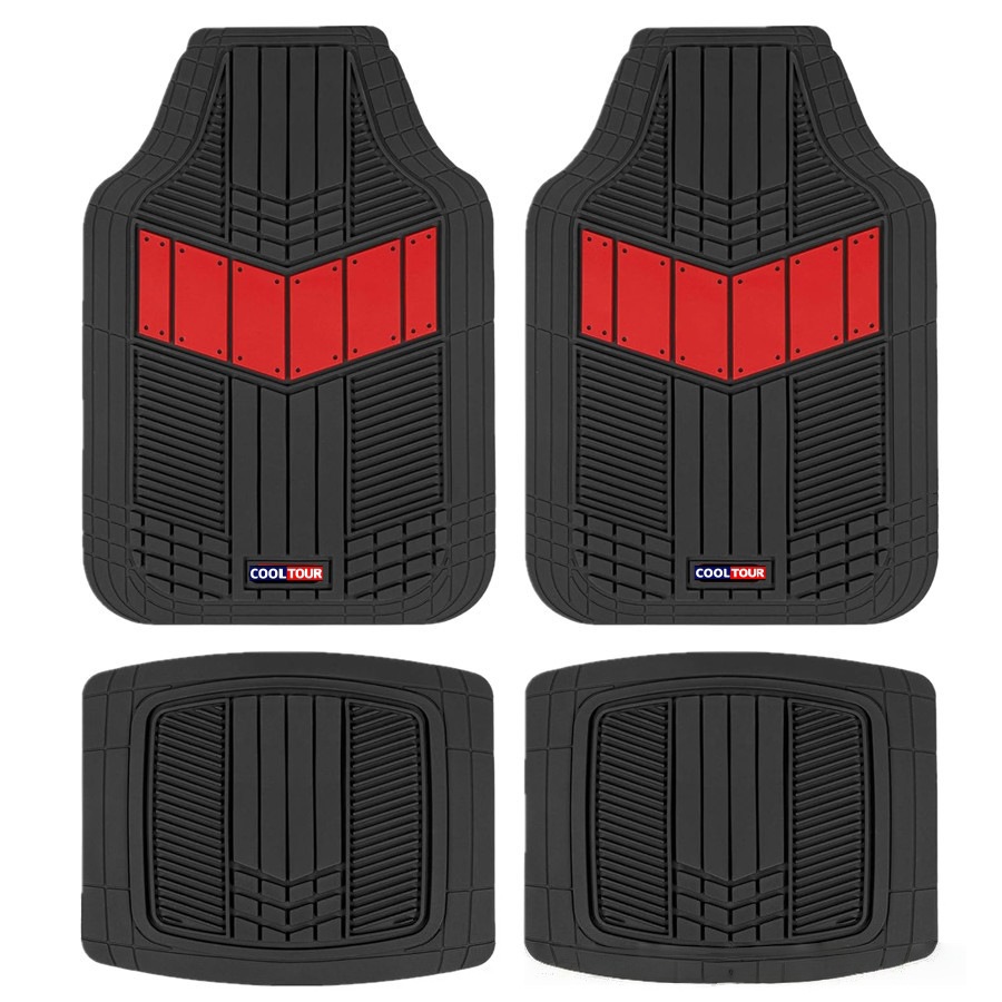 4-Piece Set of All-Weather Pvc Injection-Molded Rubber Car Floor Mats, Non-Slip and Waterproof
