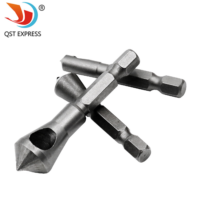 90度六角柄英制斜孔倒角刀内排屑锪钻倒角器去毛刺木工开孔器批发