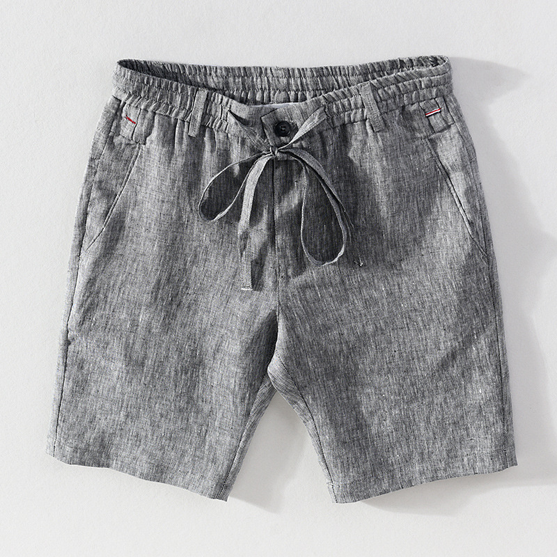 Vara nouă bărbați casual fire țesute in respirabil pantaloni scurți tineret subțire elastic cu cap și dantelă până pantaloni capri_voghion.com