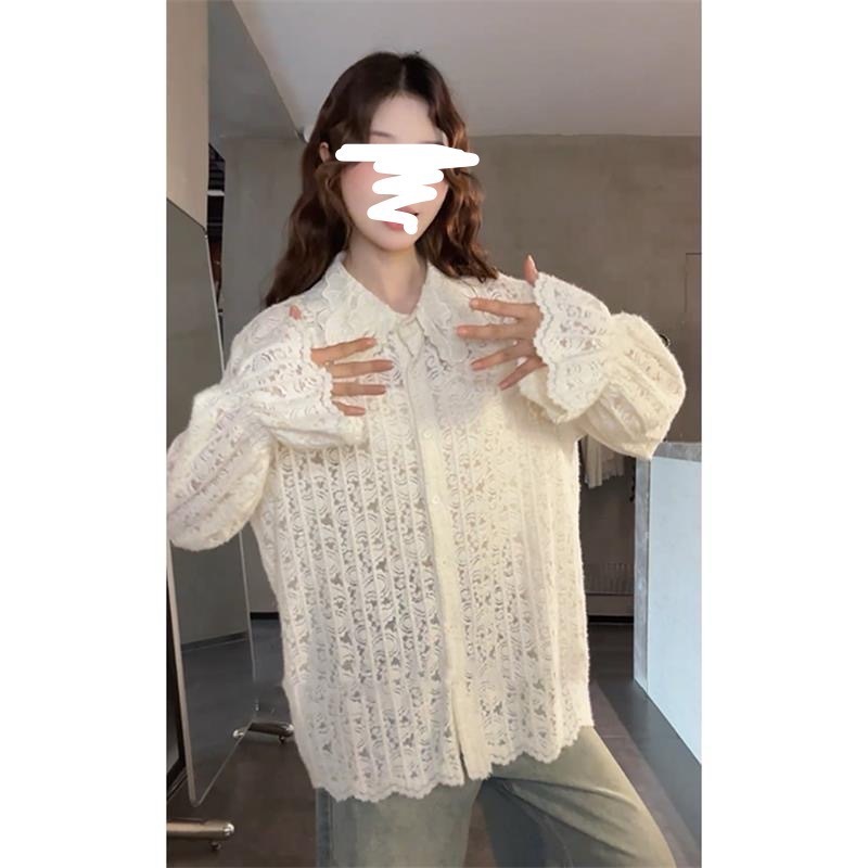 2025秋冬新款法式气质蕾丝刺绣长袖衬衫女装温柔叠穿漂亮镂空上衣|undefined