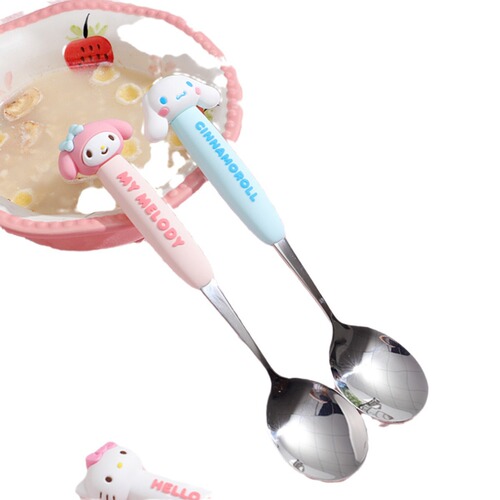 Sanrio KT Cat, Dog, Mimi Spoon and Fork, Cute and Durable, Household Cartoon Tableware, Convenient