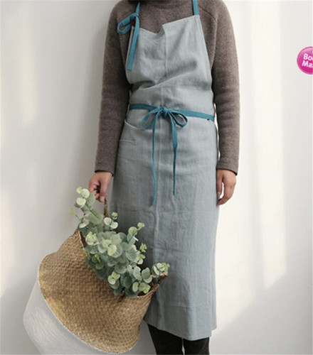 Cross-border large size apron women's summer new cotton and linen internet celebrity same style flower shop restaurant small fresh work clothes dropshipping