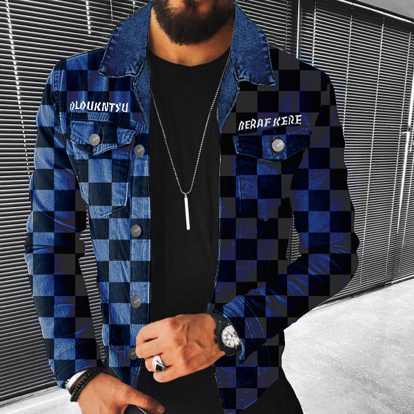 Herren Workwear Jacke Mit Karomuster Und Vielen Taschen_voghion.com