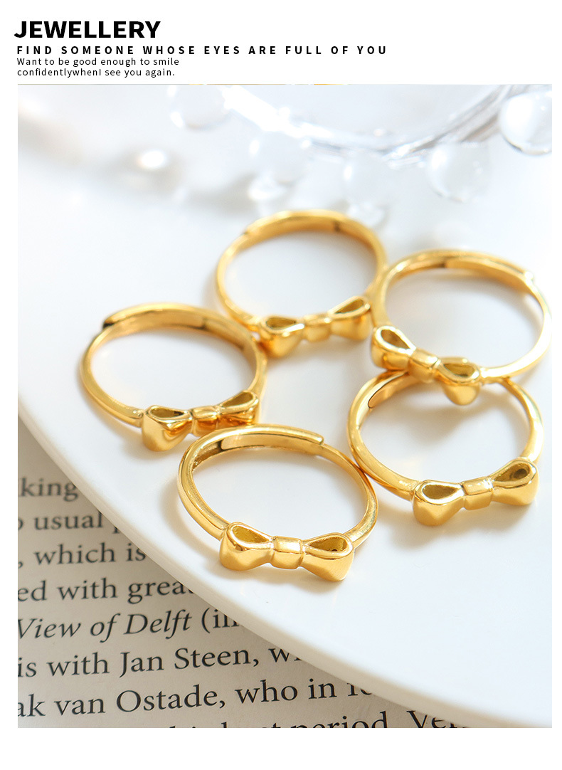Fashion Bow Knot Titanium Steel Plating Rings 1 Piece