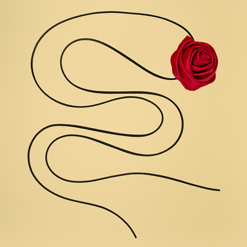 Corea del Sur nueva Rosa collar dulce fresco chica flor encaje-up collar clavícula cadena gargantilla hembra 2023