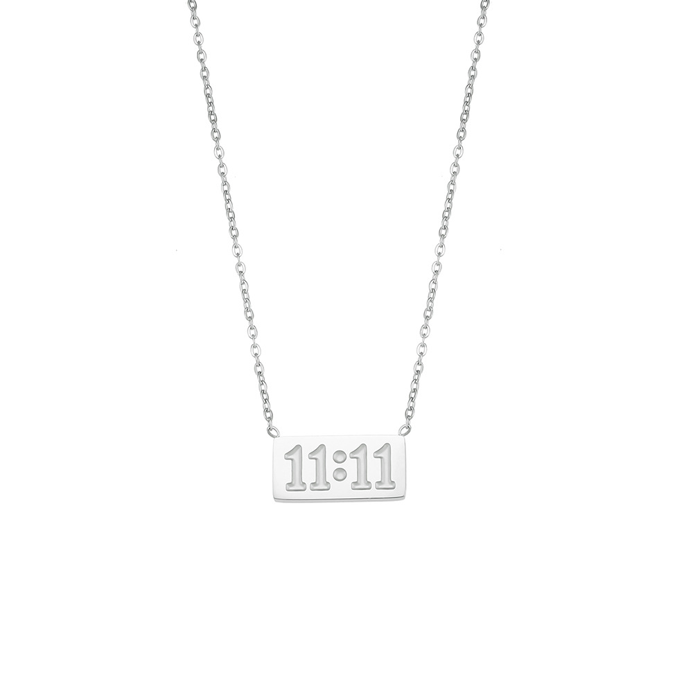 Stainless Steel Simple Style Classic Style Number Plating Pendant Necklace display picture 9