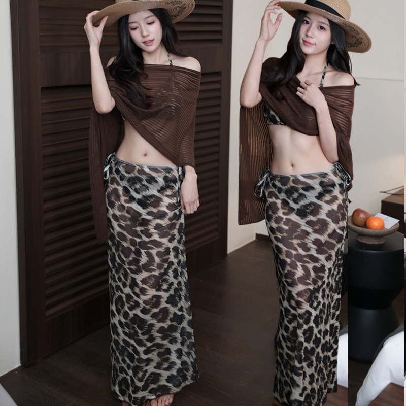 Thai-Style Bikini Four-Piece Set Off-Shoulder Hot Spring Vacation Swimwear Women's Shawl Trendy Swimsuit