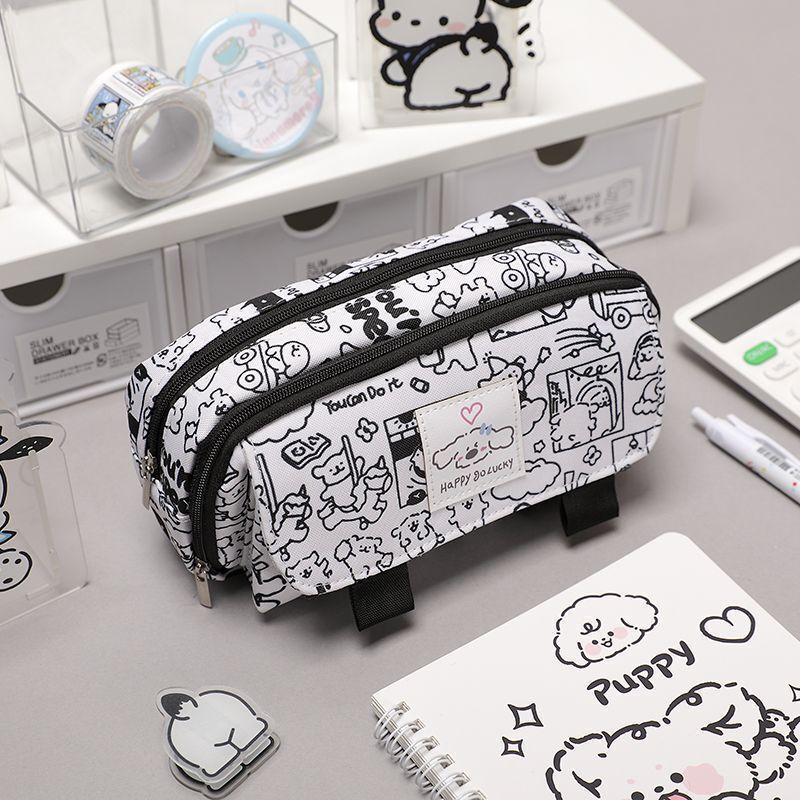フリップスノーキティペンバッグイン高価値学生文具バッグ大容量漫画かわいい鉛筆収納ボックス|undefined