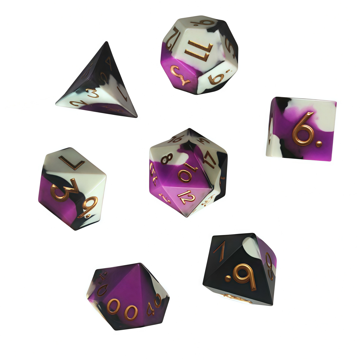 검정색, 보라색 및 흰색 실리콘 구리 글자