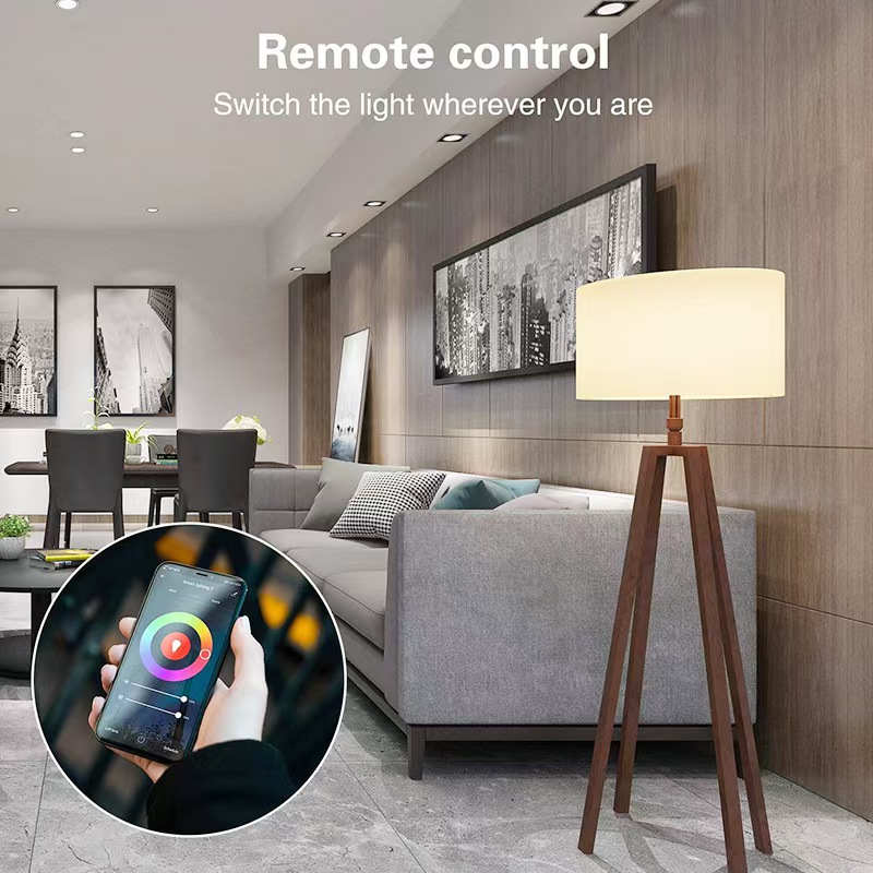 Bombilla WiFi con control por voz Alexa, regulación de intensidad RGBCW y ajuste de color, bombilla LED inteligente de doble modo WiFi de 9W.
