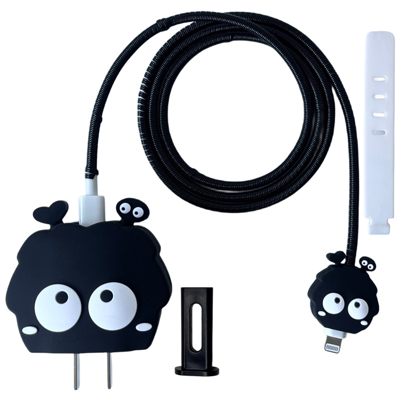 63g Weight Usb cable protection sleeve Classification Environmentally Friendly PVC Material Cartoon Pattern Cute Style Suitable For IPhone 18W/20W Data Cable Charger Protective Cover 5-piece Set 5