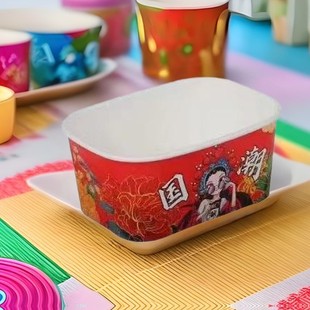 Tianjin Disposable Lunch Box Paper Lunch Box Disposable Bowl Food Grade Rectangular Paper Bowl Paper Box
