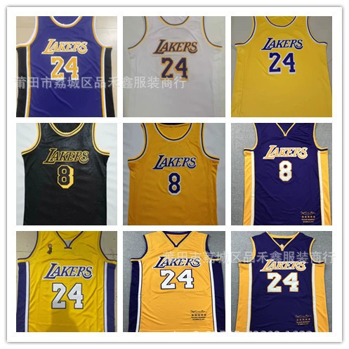 Оптовая продажа Джерси Лейкерс Кобе 24 # Кобе 8 отставная версия ЧЕМПИОН версия вышитая баскетбольная форма
