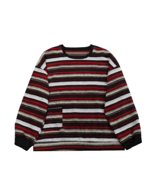 2025 primavera y otoño tendencia en coreano retro perezoso tweed camisa de punto a rayas suéter de cuello redondo para hombres y mujeres