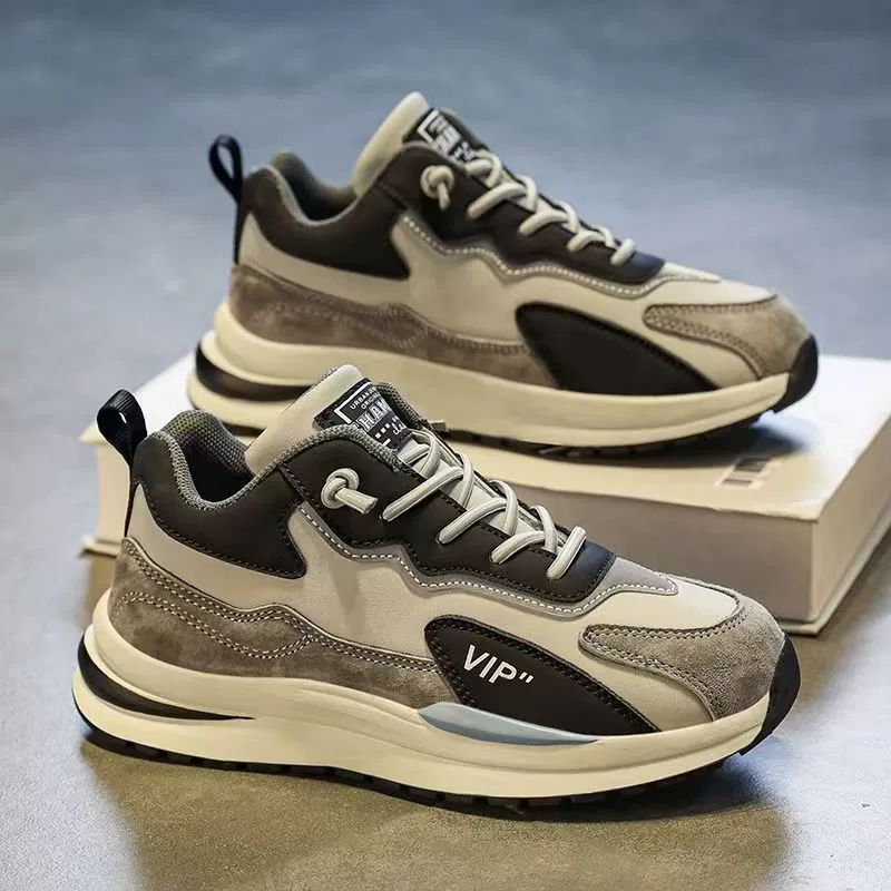 Спортивная обувь мужская весна 2025 новая кожаная лапша повседневная молодежь бег