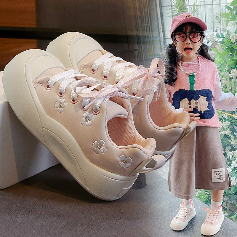 女童板鞋低帮2025新款春秋儿童鞋子魔术贴小白鞋女孩运动鞋休闲鞋|undefined