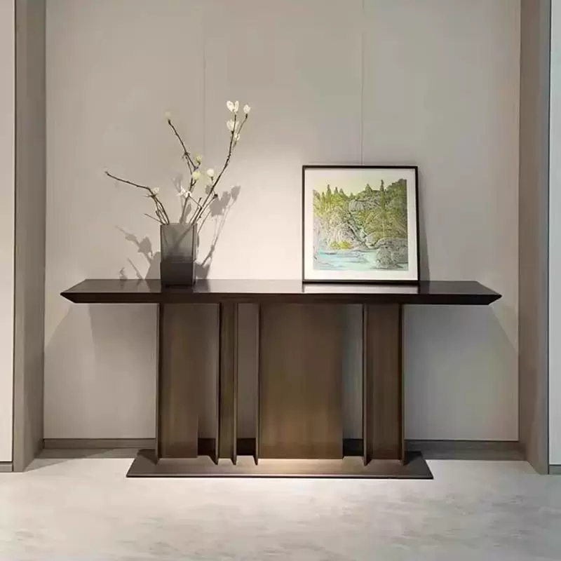 走廊玄关桌子轻奢靠墙别墅入户玄关台简约酒店售楼处装饰端景条案